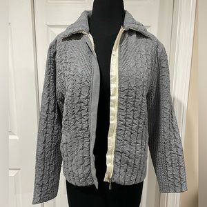 Grey Crinkle Coat with Cream Zipper, Size S/M